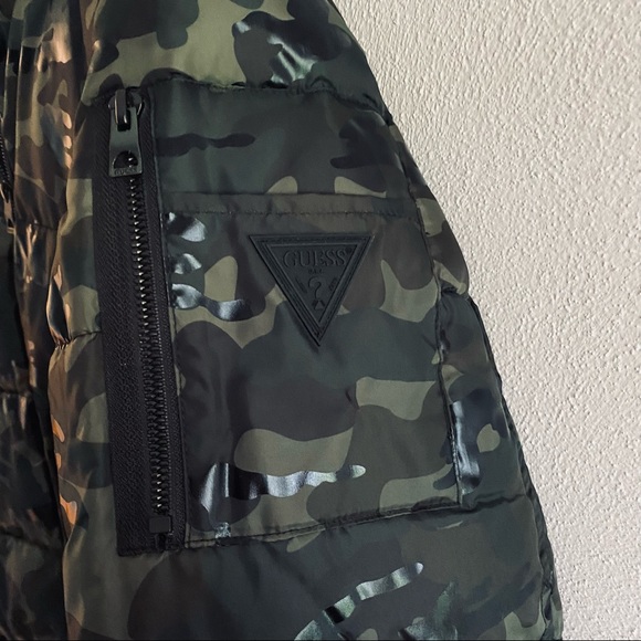 Guess Camo Print Hooded Puffer Jacket - Picture 7 of 12